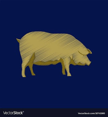 Flat shading style icon pig vector image