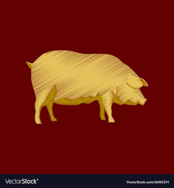Flat shading style icon pig vector image