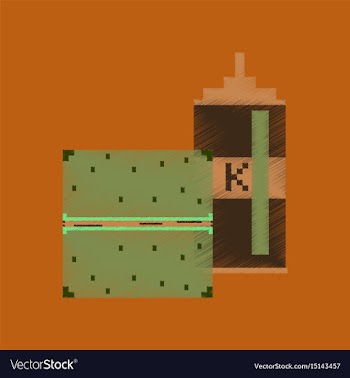 Flat shading style icon pixel burger and ketchup vector image