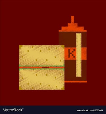 Flat shading style icon pixel burger and ketchup vector image