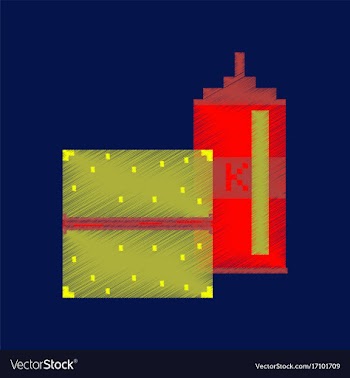 Flat shading style icon pixel burger and ketchup vector image
