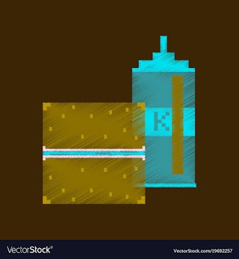 Flat shading style icon pixel burger and ketchup vector image