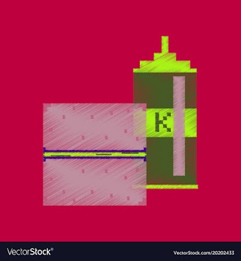 Flat shading style icon pixel burger and ketchup vector image