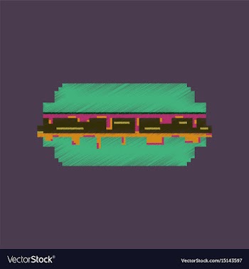 Flat shading style icon pixel burger vector image