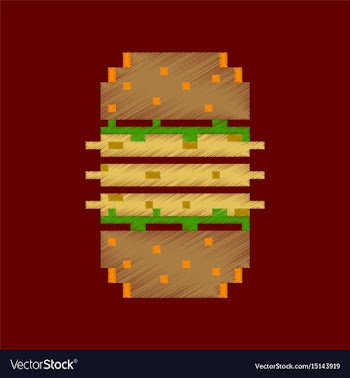 Flat shading style icon pixel burger vector image