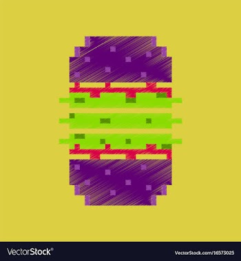 Flat shading style icon pixel burger vector image