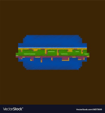Flat shading style icon pixel burger vector image
