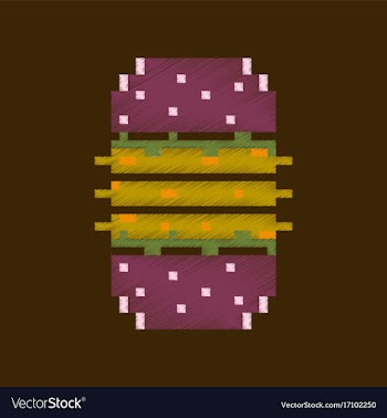 Flat shading style icon pixel burger vector image