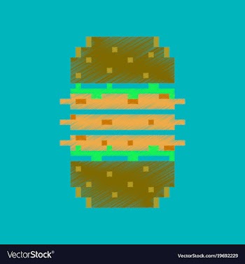 Flat shading style icon pixel burger vector image