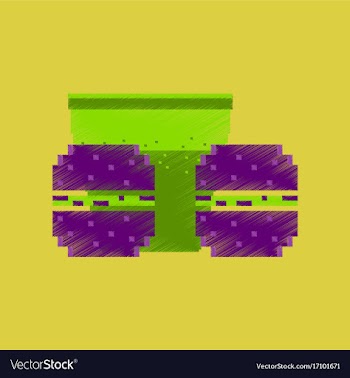 Flat shading style icon pixel burgers and a glass vector image