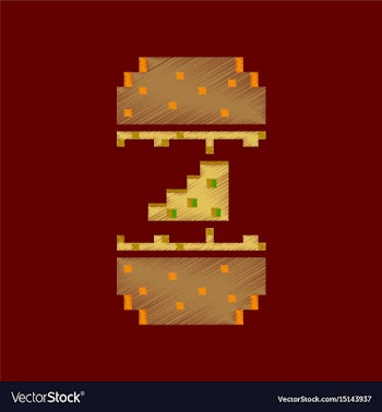 Flat shading style icon pixel cheeseburger vector image