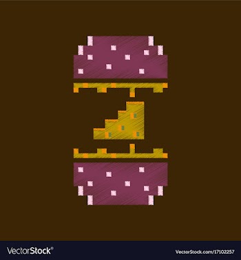 Flat shading style icon pixel cheeseburger vector image