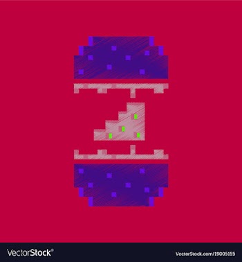 Flat shading style icon pixel cheeseburger vector image