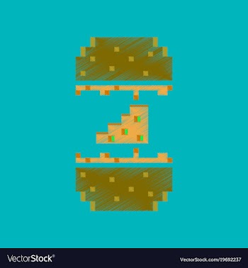 Flat shading style icon pixel cheeseburger vector image