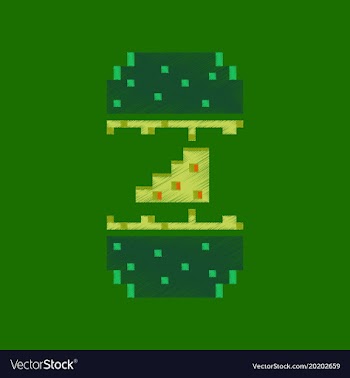 Flat shading style icon pixel cheeseburger vector image