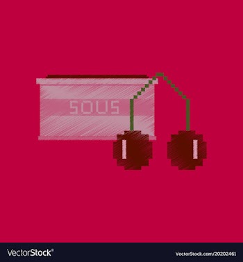 Flat shading style icon pixel cherry sauce vector image