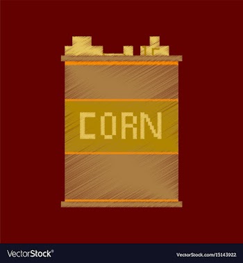 Flat shading style icon pixel corn in glass vector image