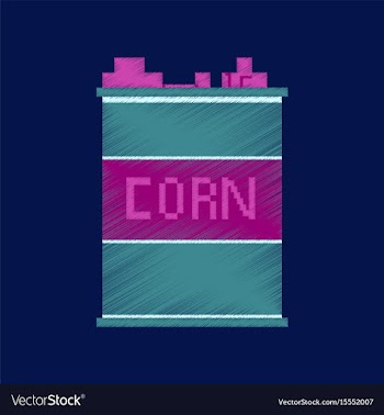 Flat shading style icon pixel corn in glass vector image