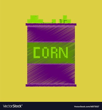 Flat shading style icon pixel corn in glass vector image
