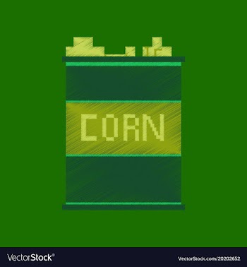 Flat shading style icon pixel corn in glass vector image