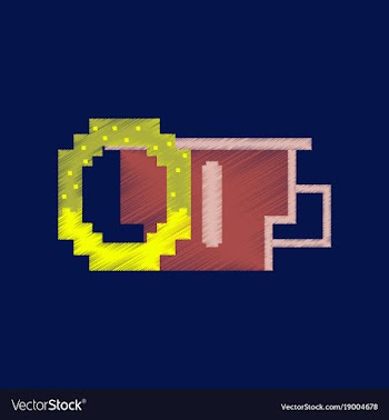 Flat shading style icon pixel cup of coffee and vector image