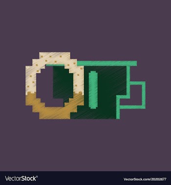 Flat shading style icon pixel cup of coffee and vector image