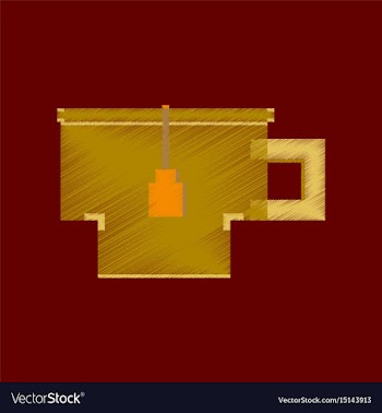 Flat shading style icon pixel cup of tea vector image