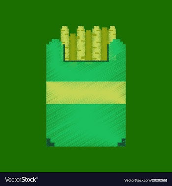Flat shading style icon pixel french fries vector image