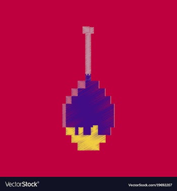 Flat shading style icon pixel fried chickens leg vector image