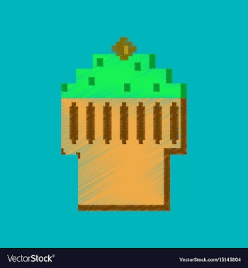 Flat shading style icon pixel fruit muffin vector image