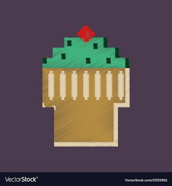 Flat shading style icon pixel fruit muffin vector image