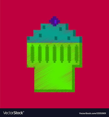 Flat shading style icon pixel fruit muffin vector image