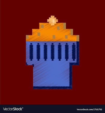 Flat shading style icon pixel fruit muffin vector image