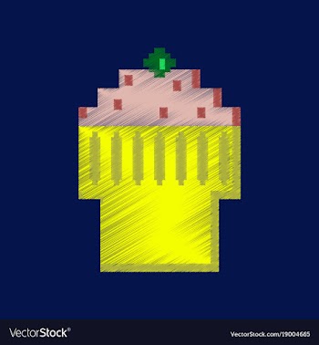 Flat shading style icon pixel fruit muffin vector image