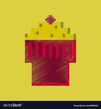 Flat shading style icon pixel fruit muffin vector image