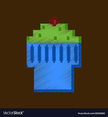 Flat shading style icon pixel fruit muffin vector image