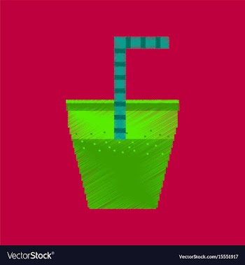 Flat shading style icon pixel glass of soda with vector image