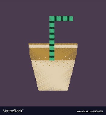 Flat shading style icon pixel glass of soda with vector image