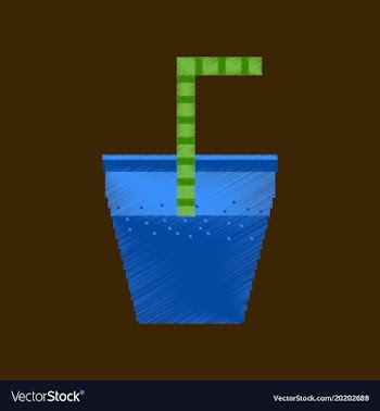Flat shading style icon pixel glass of soda with vector image