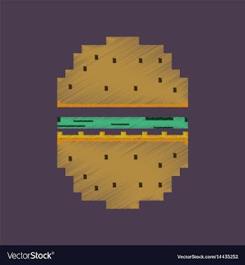 Flat shading style icon pixel hamburger vector image