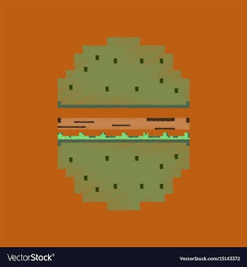 Flat shading style icon pixel hamburger vector image