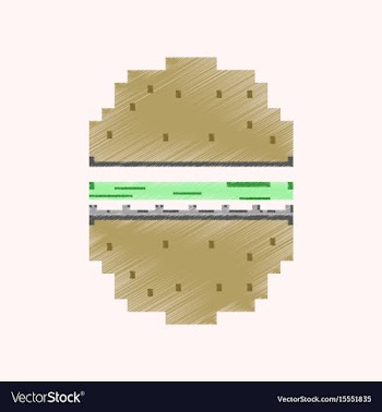 Flat shading style icon pixel hamburger vector image