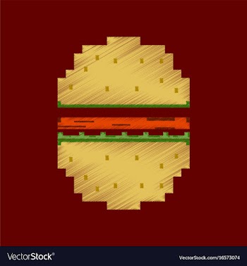 Flat shading style icon pixel hamburger vector image