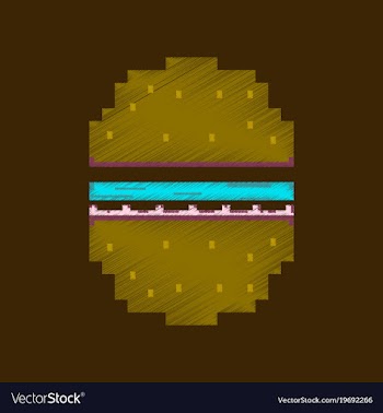 Flat shading style icon pixel hamburger vector image