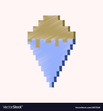 Flat shading style icon pixel ice cream cone vector image