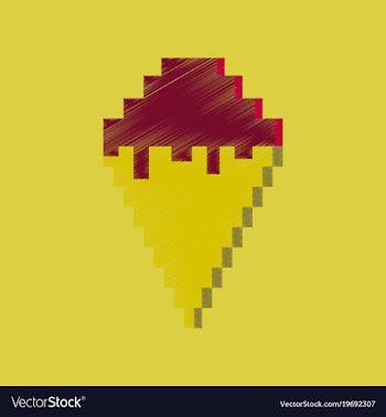 Flat shading style icon pixel ice cream cone vector image