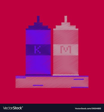 Flat shading style icon pixel ketchup and mustard vector image