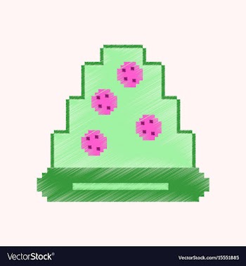 Flat shading style icon pixel pizza with salami vector image
