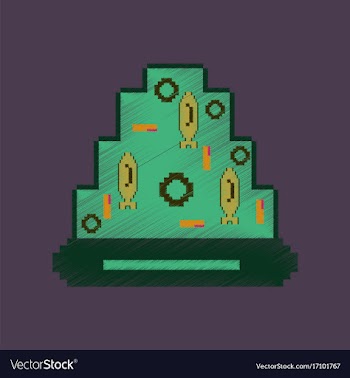 Flat shading style icon pixel pizza with tuna vector image