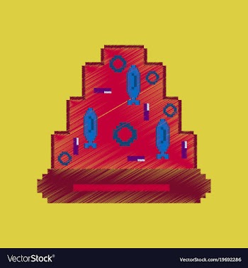 Flat shading style icon pixel pizza with tuna vector image
